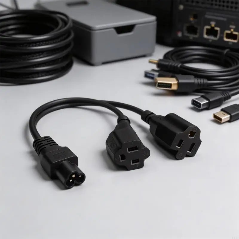IEC320 To NEMA 2X 5-15R Power Splitter Cable 1Ft Short Y Adapters For Digital Devices K1KF Quake