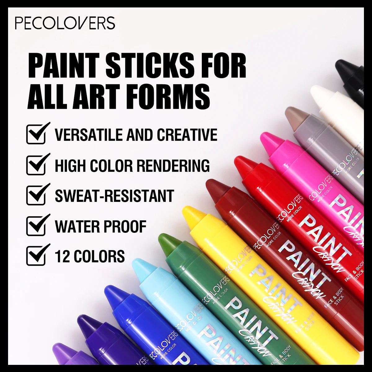 12 Pcs Colored Face Makeup Crayon Pen, Suitable for All Art Forms and Creativity High Rendering, Available on Face and Body Quake