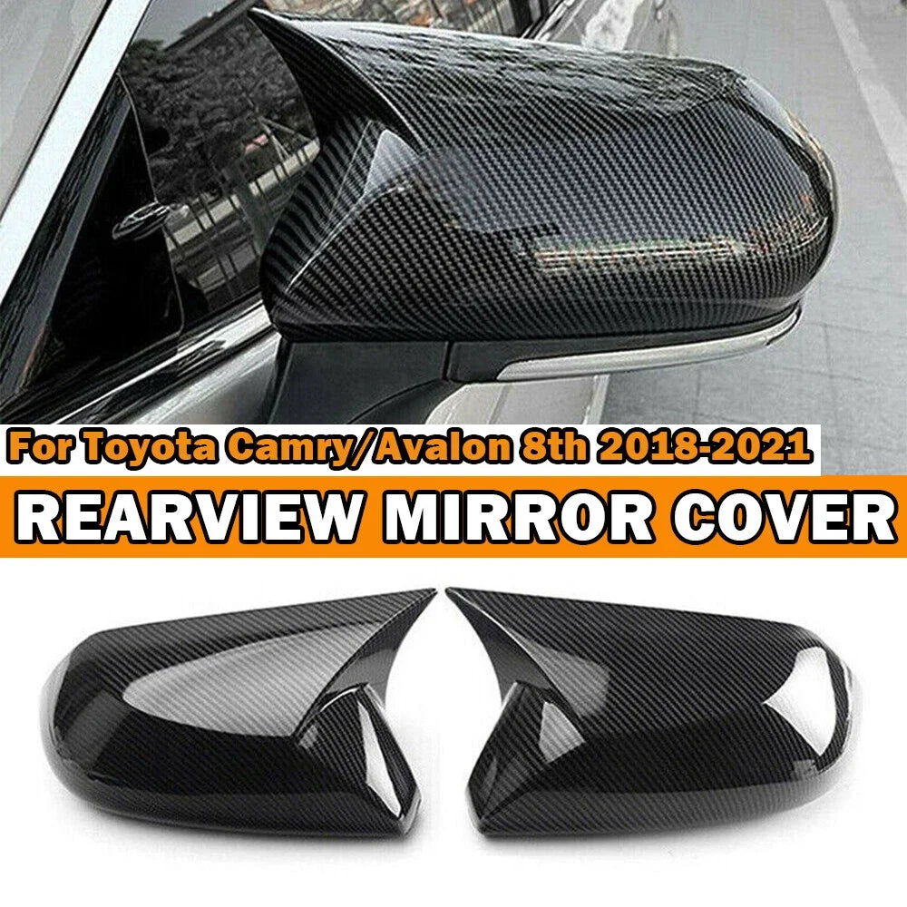 For Toyota Camry CHR Avalon BZ3 2018-2023 Car Rearview Side Mirror Cover Wing Cap Exterior Door Rear View Case Trim Carbon Look Quake