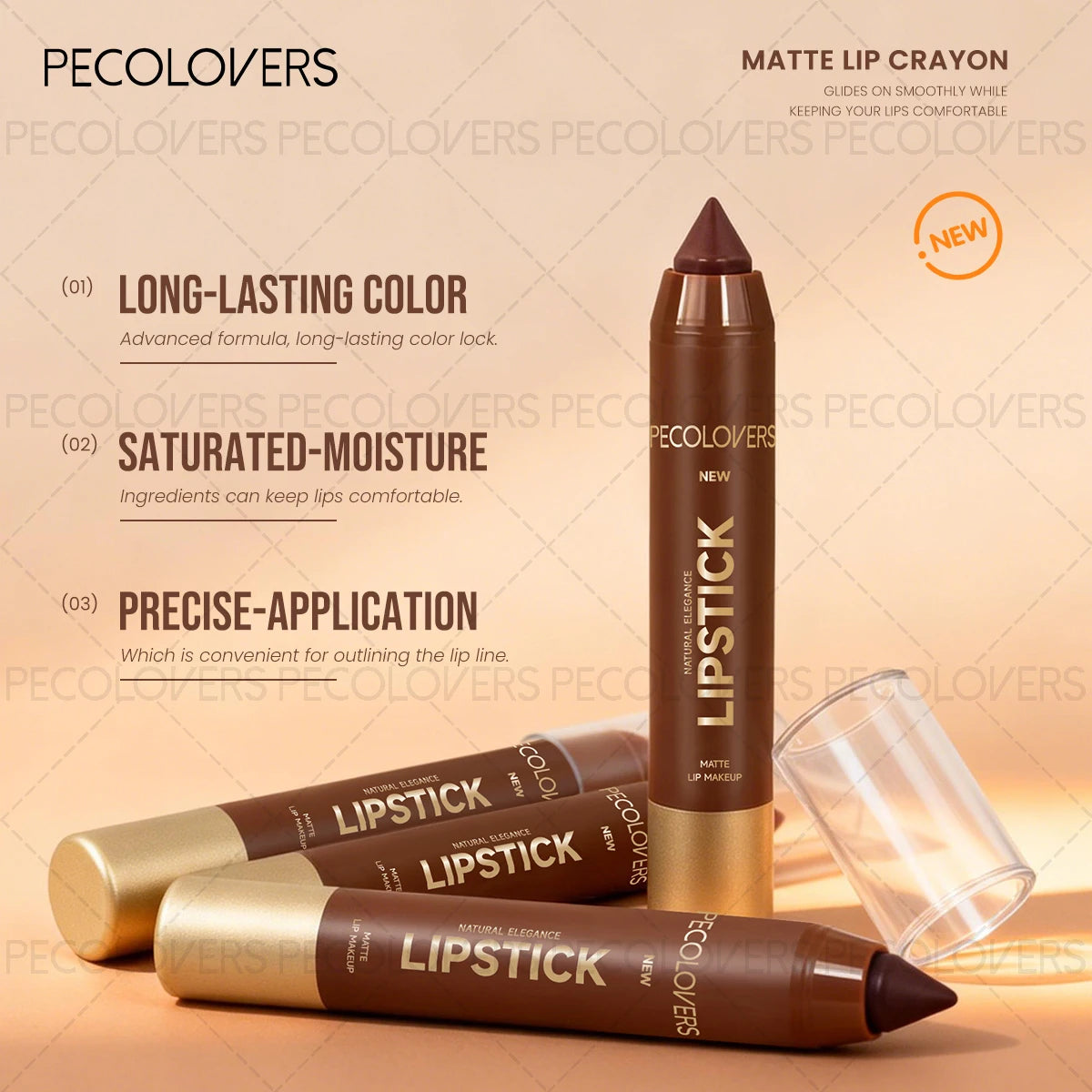 1 Pcs Chocolate Reddish Brown Lip Pen, Matte Long-Lasting Waterproof, Non-Transferable, Holiday Party Makeup, Lip Liner Pencil Quake