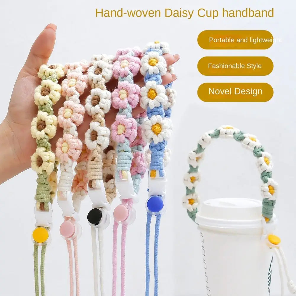 Portable Flower Water Bottle Handle Handmade Leakproof Packaging Strap Coffee Mug Accessory for Coffee Milk Tea Cup Quake