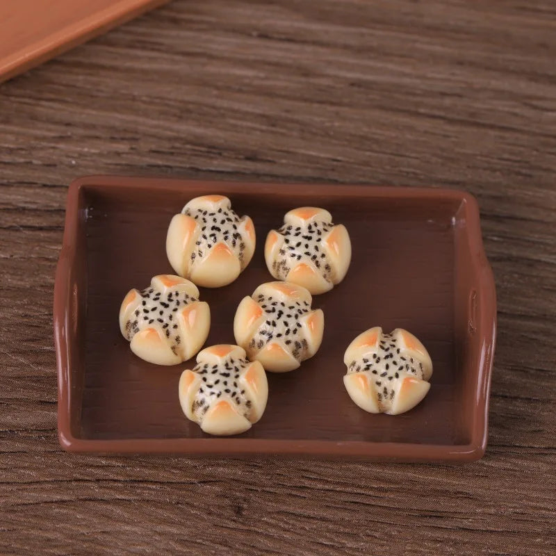 50Pcs Simulation Food Play Dumplings Steamed Bread Dessert Resin Cabochon Miniature Fake Food For Crafts DIY Dollhouse Accessory Quake