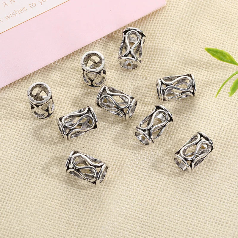5Pcs Metal Hair Rings Beads Cuffs Tubes Charms Hair Braider Tool Dreadlock Dread Hair Braids Jewelry Decoration Accessories Quake