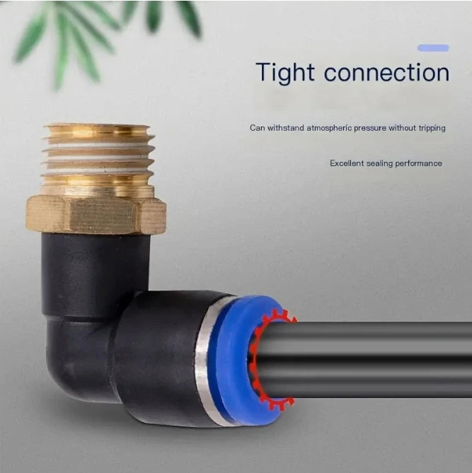 2Pcs PL Pneumatic Quick Connector Threaded Elbow PL6-01/8-02/8-04/10-02/12-03 Hose Air Fitting Quake
