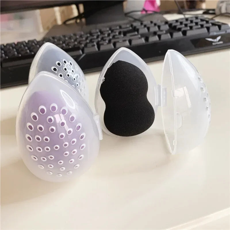 Makeup Blender Holder Stand Drying Box Empty Makeup Sponge Storage Box Plastic Egg Shaped Cosmetic Puff Organizer Rack Portable Quake