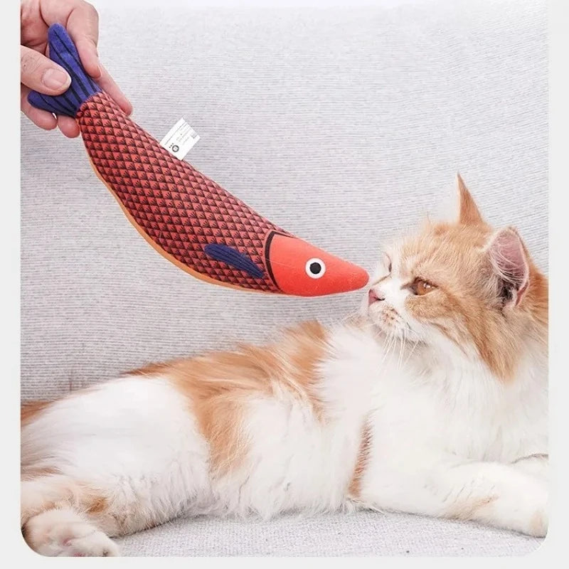 Cat Toy Contains Catnip for Self Pleasure and Relaxation 3D Simulated Fish Pillow Fish Interactive Sound Plush Toy Quake