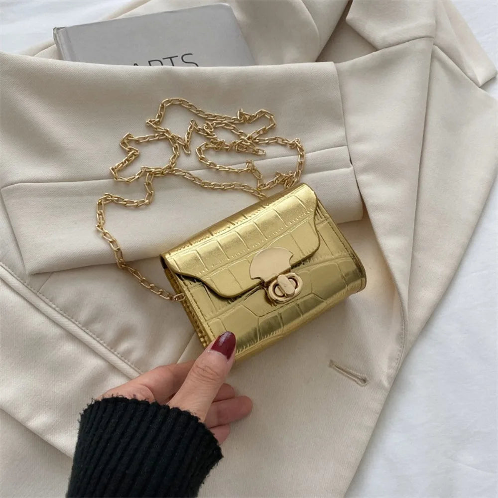 Hot Sale Trendy Shoulder Bag Casual Mini Commuting Bag Underarm Bag Daily Life Quake Gold