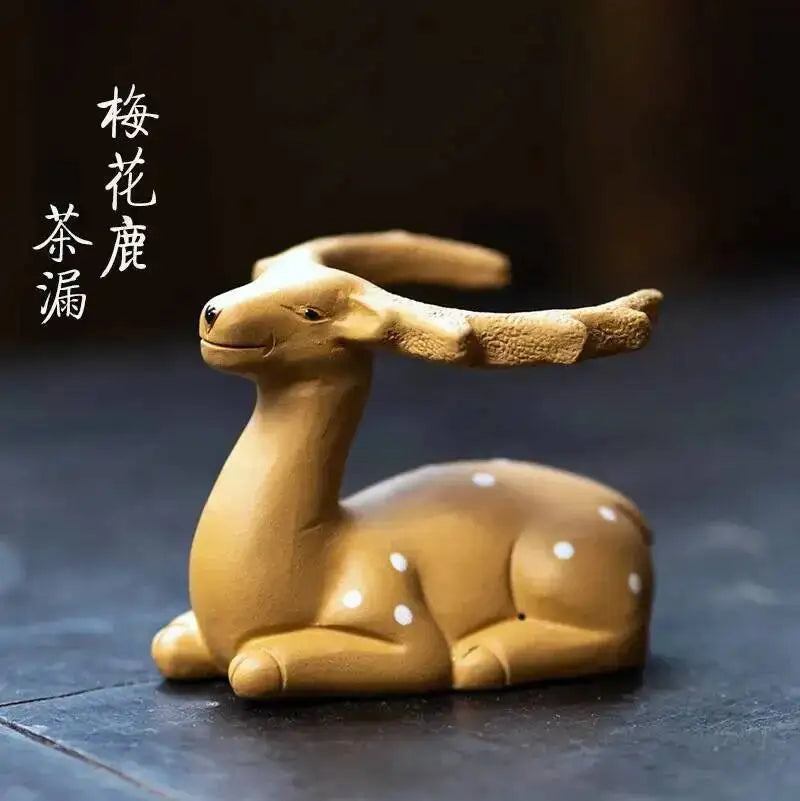 Zisha Tea Pet Plum Blossom Deer Tea Strainer Ornament Animal Tea Strainer Tea Holder Tea Accessories Table Quake