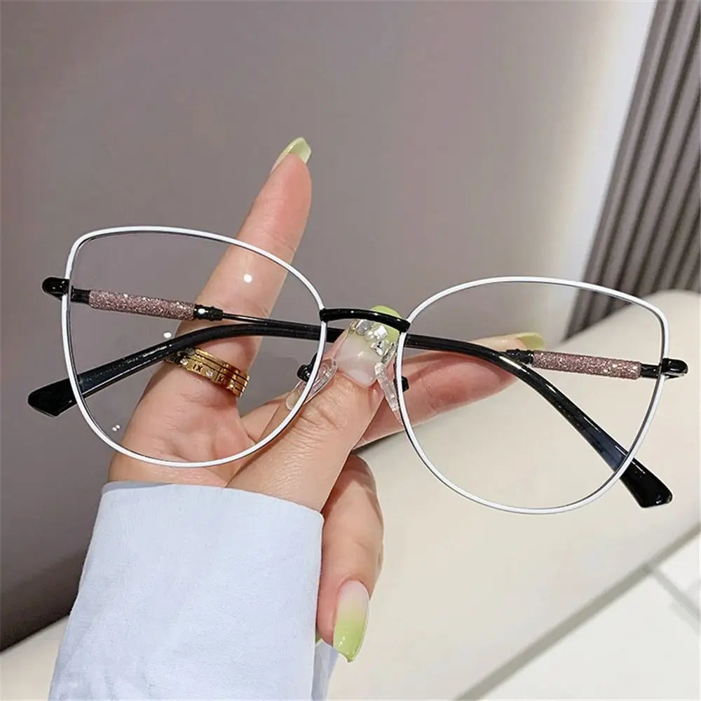 Fashion Vintage Cat Eye Computer Goggles Women Anti Blue Light Glasses Metal Frame Optical Glasses Trendy Office Eyeglasses Quake