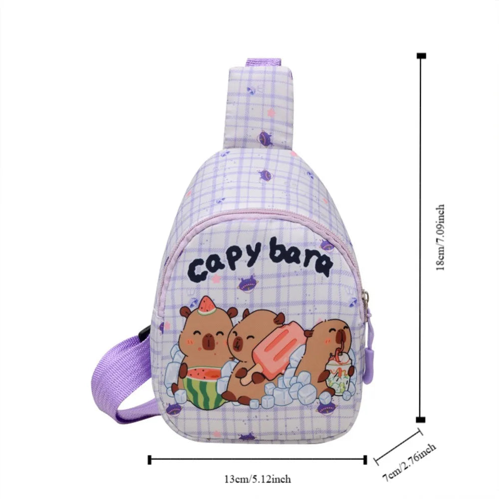 High Quality Capybara Shoulder Bag Cartoon Animal Nylon Crossbody Bag Lightweight Coin Purse For Kids Quake