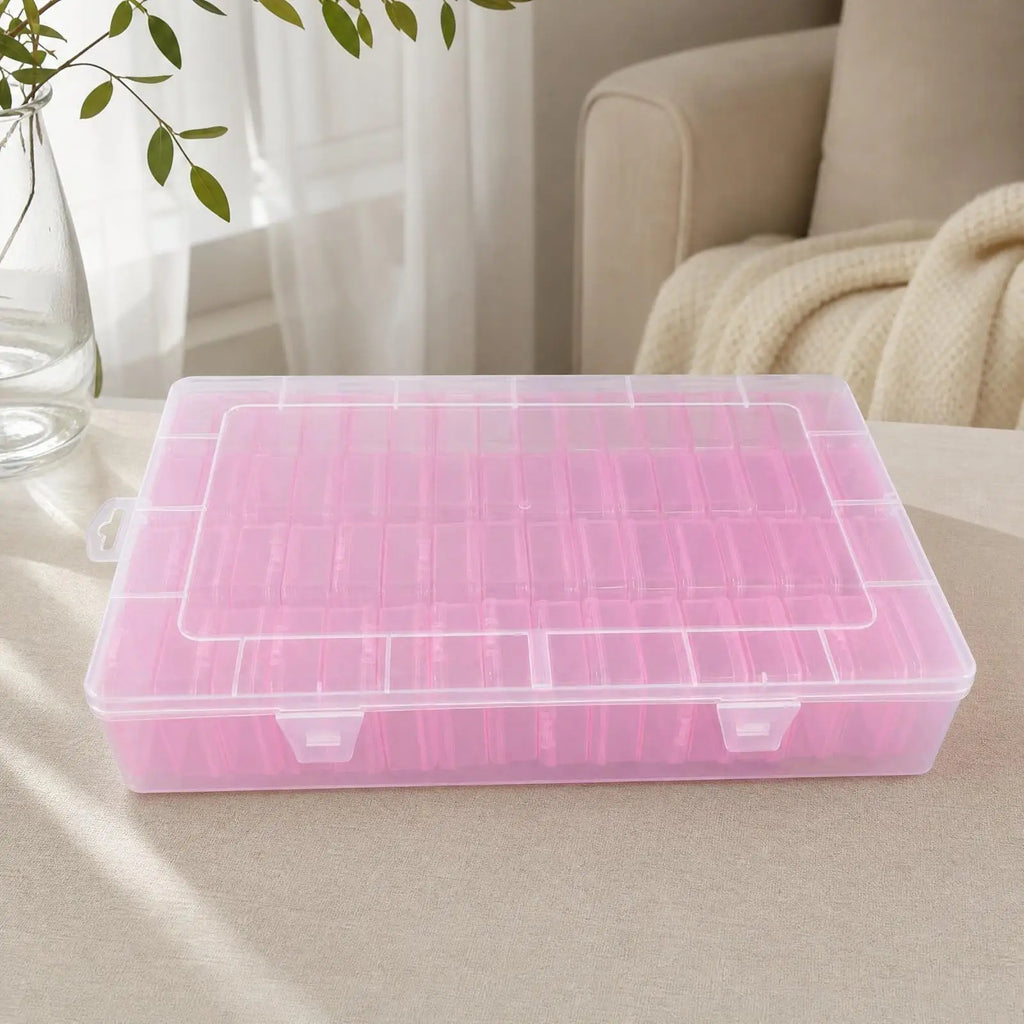 Plastic Desktop Storage Organizer Box with 64 Compartments Hinged Lid for Jewelry Craft Supplies Quake