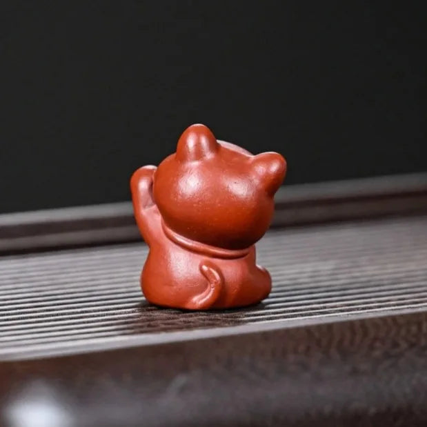 Zisha Tea Pet Cat Figurine Sculpture Cat Tea Ceremony Tea Play Accessories Ceramic Can Be Kept Quake
