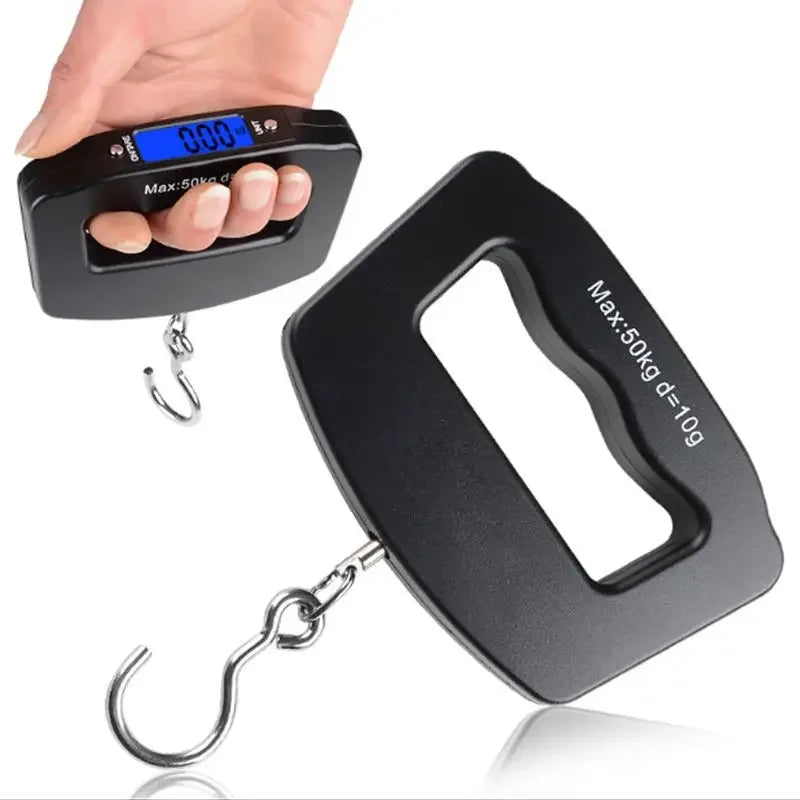 50kg/110lb Portable Scale LCD Digital Luggage Suitcase Scale Handled Travel Baggage Bag Fish Weighting Hook Hanging Scales Quake
