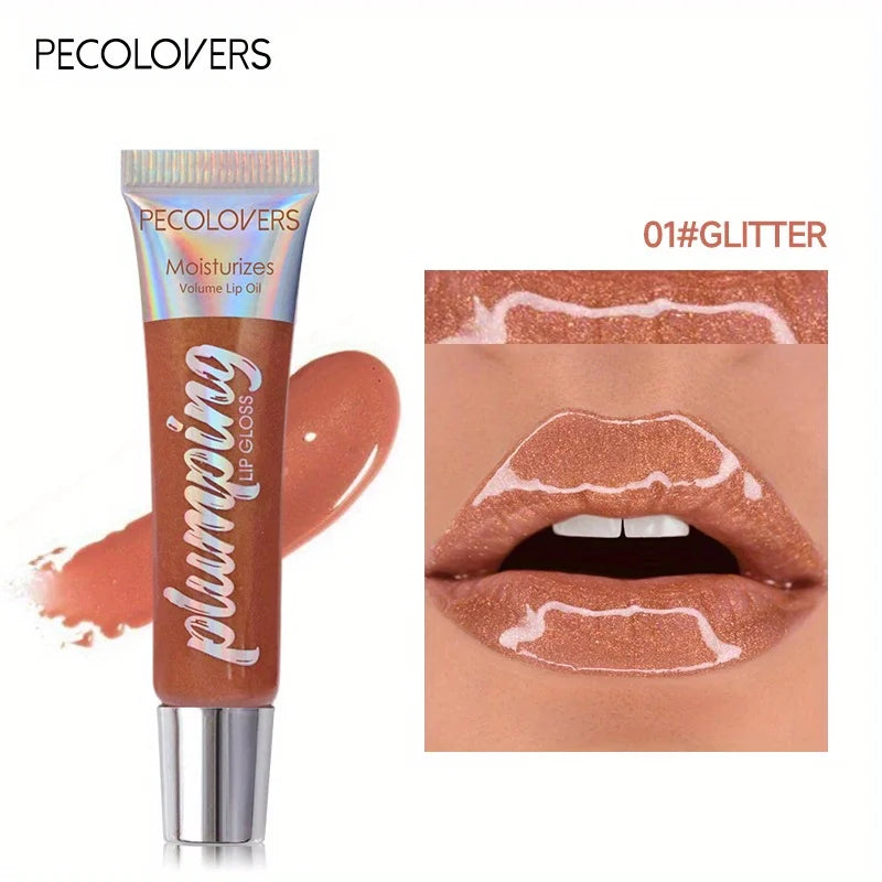 Shimmer Lip Oil Tinted For Fuller Lip Effect, Collagen Lip Gloss, Moisturizing Lip Care Extreme Volume Lip Essence Lips Enhancer Quake 01