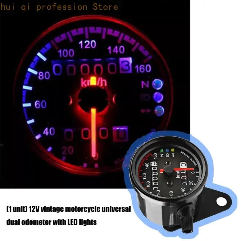 2.56" Motorcycle Speedometer With Headlight Turn LED Backlight Odometer Gauge 12V Universal H8WE Quake