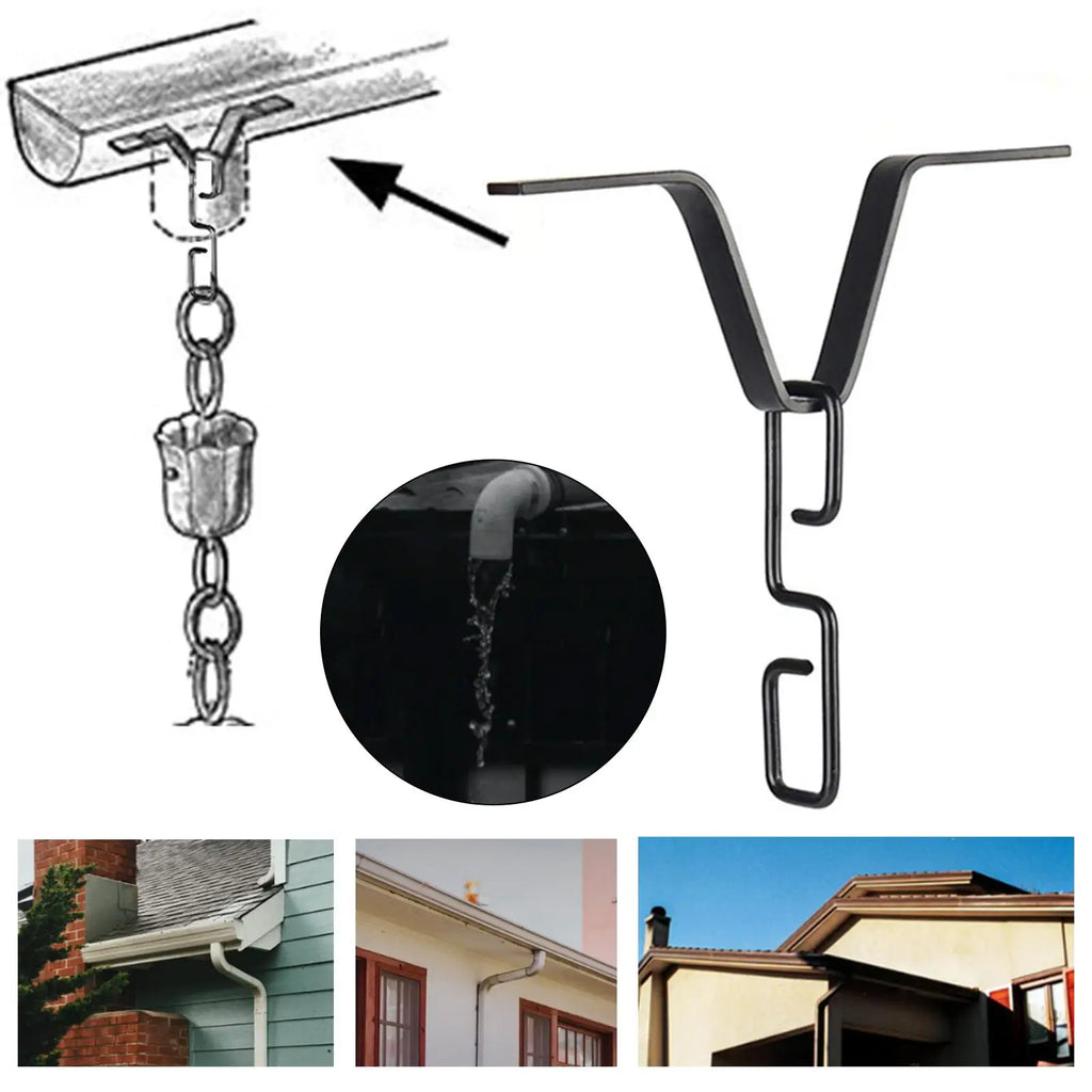 Rain Chains Adapter Chain Hook Replacement Downspout for Gutters V Shaped Quake Default Title