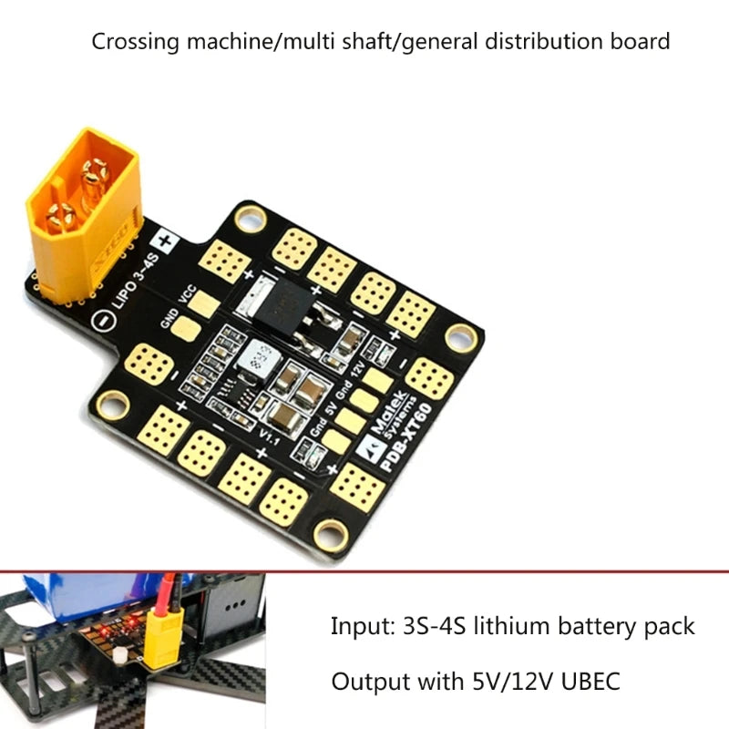 1Piece Mini Power Hub Power Distribution Board PDB with BEC 5V & 12V for FPV 250 ZMR250 Multicopter Quadcopter K1KF Quake Default Title
