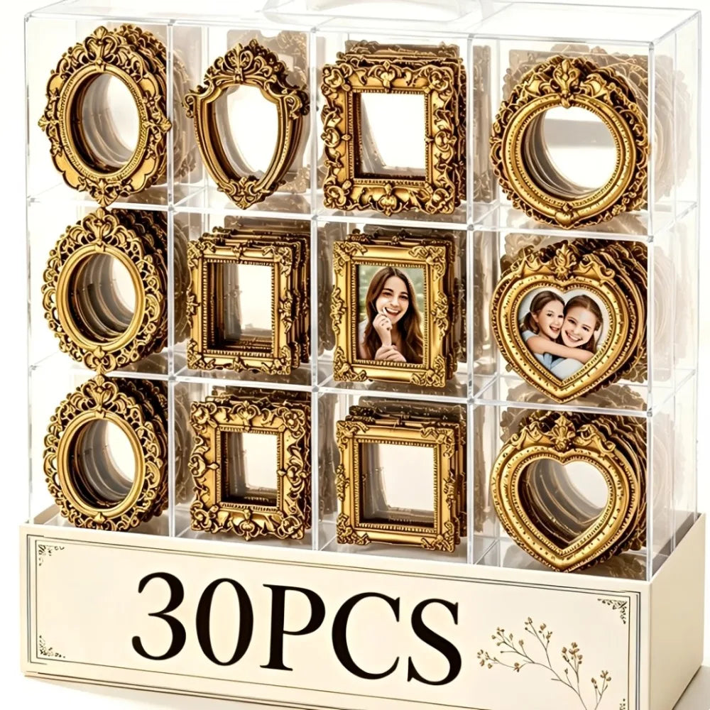30/5PCS Antique Relief Resin Photo Frame Mini Photo Frame Decoration Home Desktop Ornaments DIY Crafts Display Decor Accessories Quake