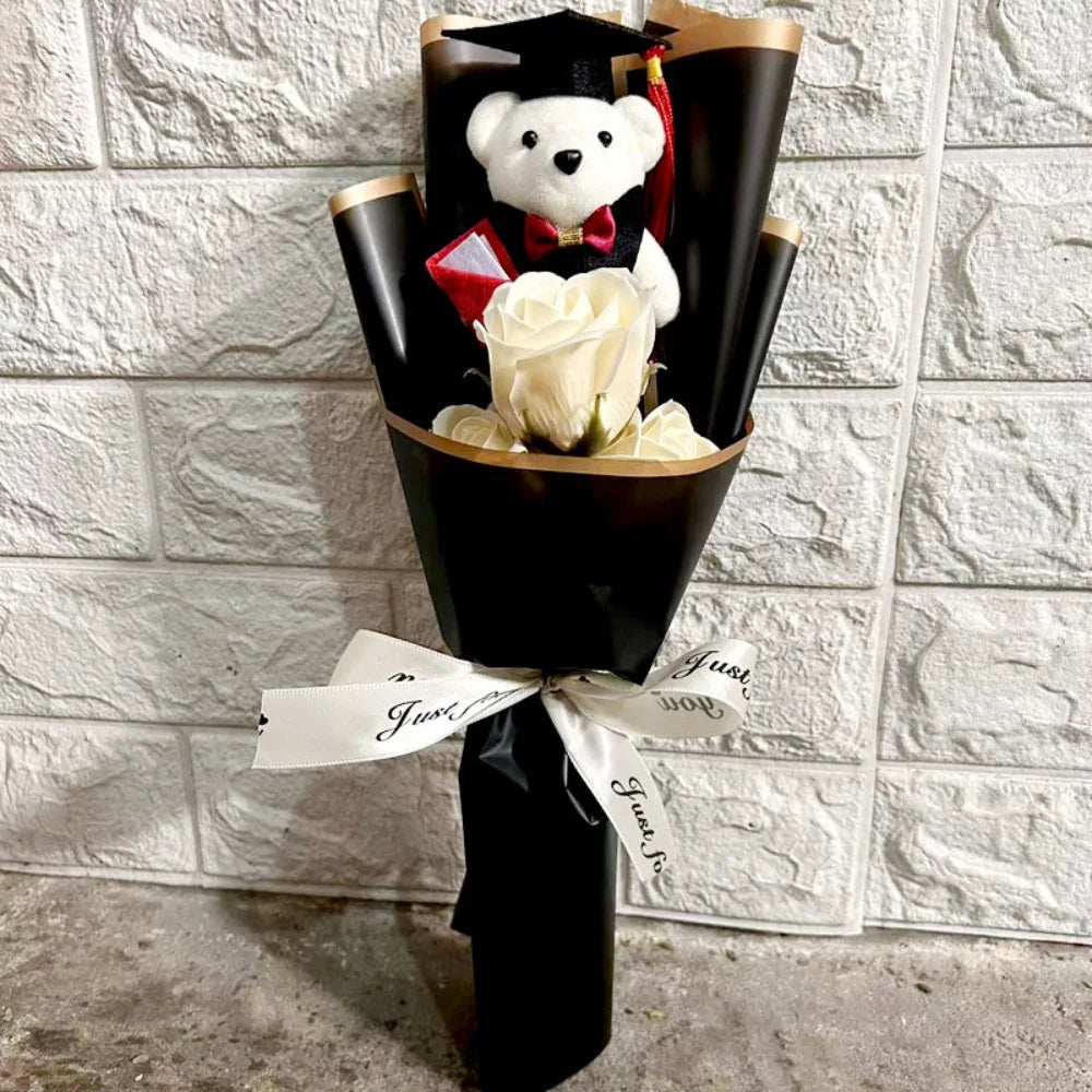 Sunflower Bear Bouquet Rose Plush Toy Sunflower Soap Flower Bouquet Decoration Graduation Gift Cartoon Lovely Bear Quake I
