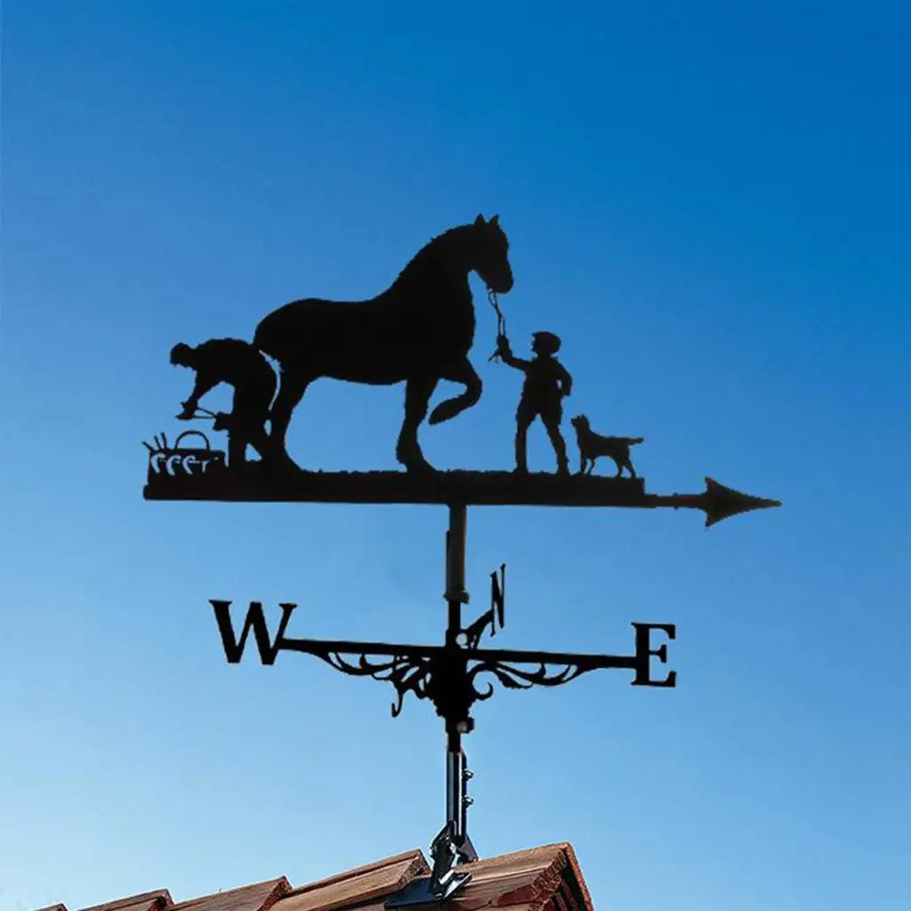 Weather Vane Black Mount Metal Bracket Weathervane for Farmhouse Scene Decor Quake Horse