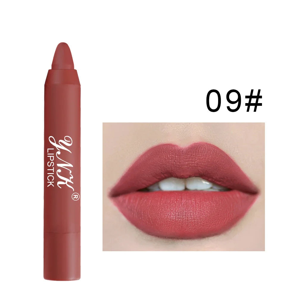 1pc Matte Lipstick Pen Automatic Rotary Lipstick Pencil Waterproof Non Fading Lip Liner Sexy Red Tint Lip Makeup Cosmetics Quake 09
