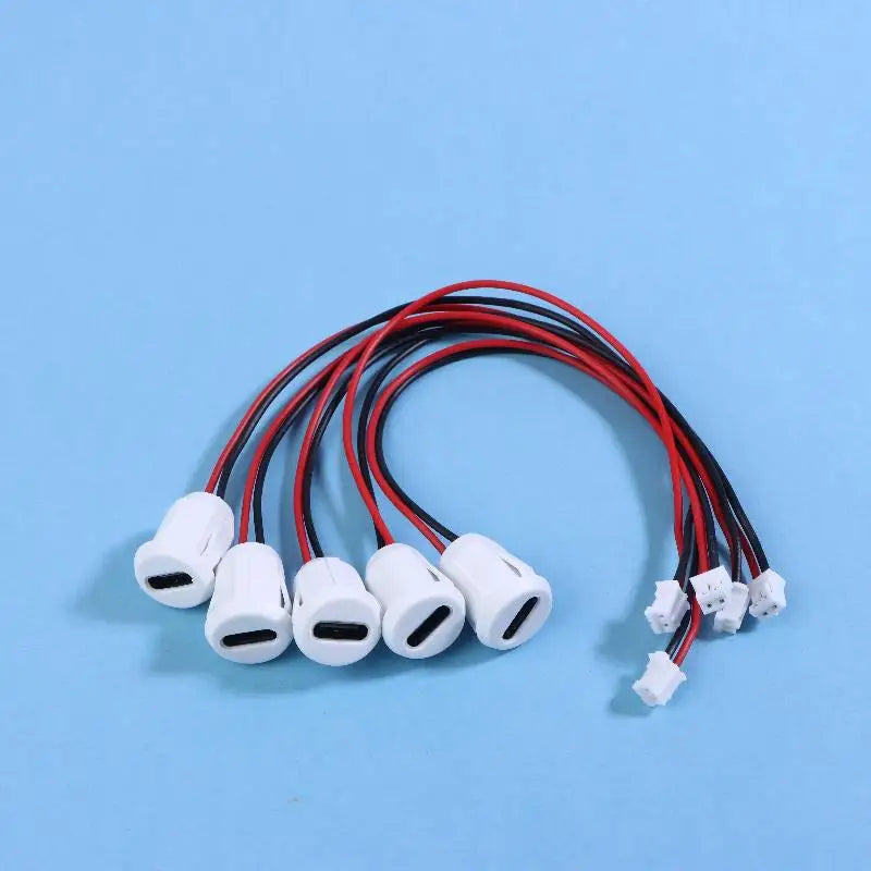 2/5/10PCS USB-C Connector Type-C Female Chassis 2 Pin Type-C Female Socket Connector Waterproof Jack Female Charging Port 3A Quake 5Pcs White
