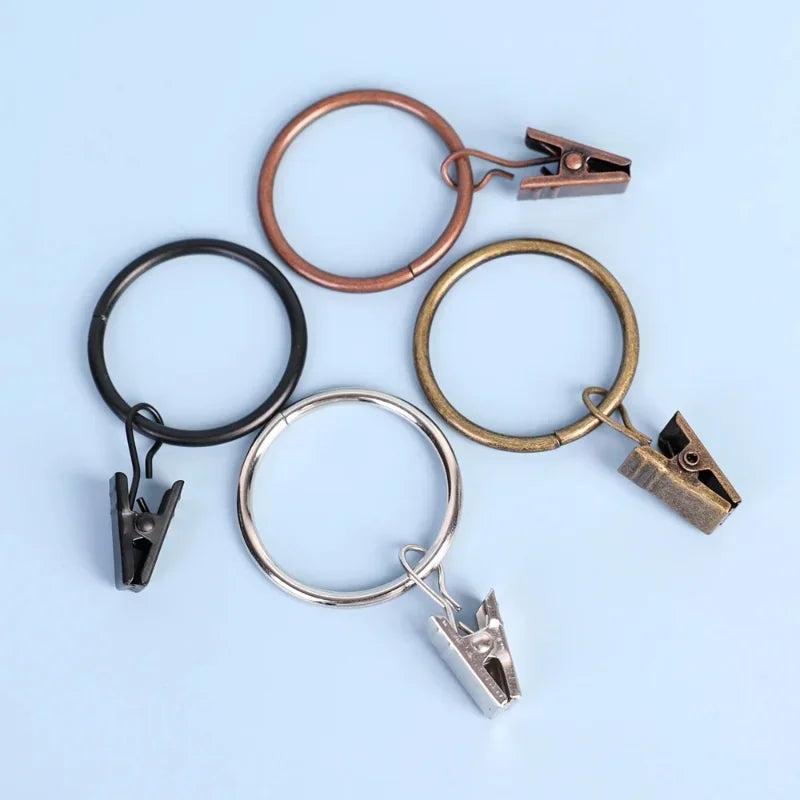 10PCS Curtain Rings Clips Metal Decorative Rustproof Drapery Window Curtain Hanging Ring Hook Hanging Clothes Cap Clip 25/32mm Quake