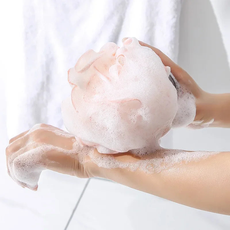 Soft Mesh Bath Ball Comfortable Cute Bubble Shower Net Ball Super Soft Large Non-Scattered Ball High-End Flower Bath Rub Bathing Quake wine red 30g