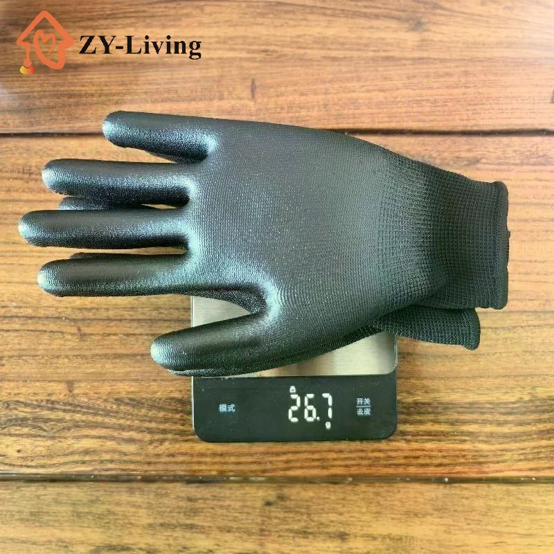 1 Pair Black Coating Gloves Nylon PU Gloves Woodworking Horticulture Automobile Maintenance Anti Slip And Dustproof Daily Use Quake