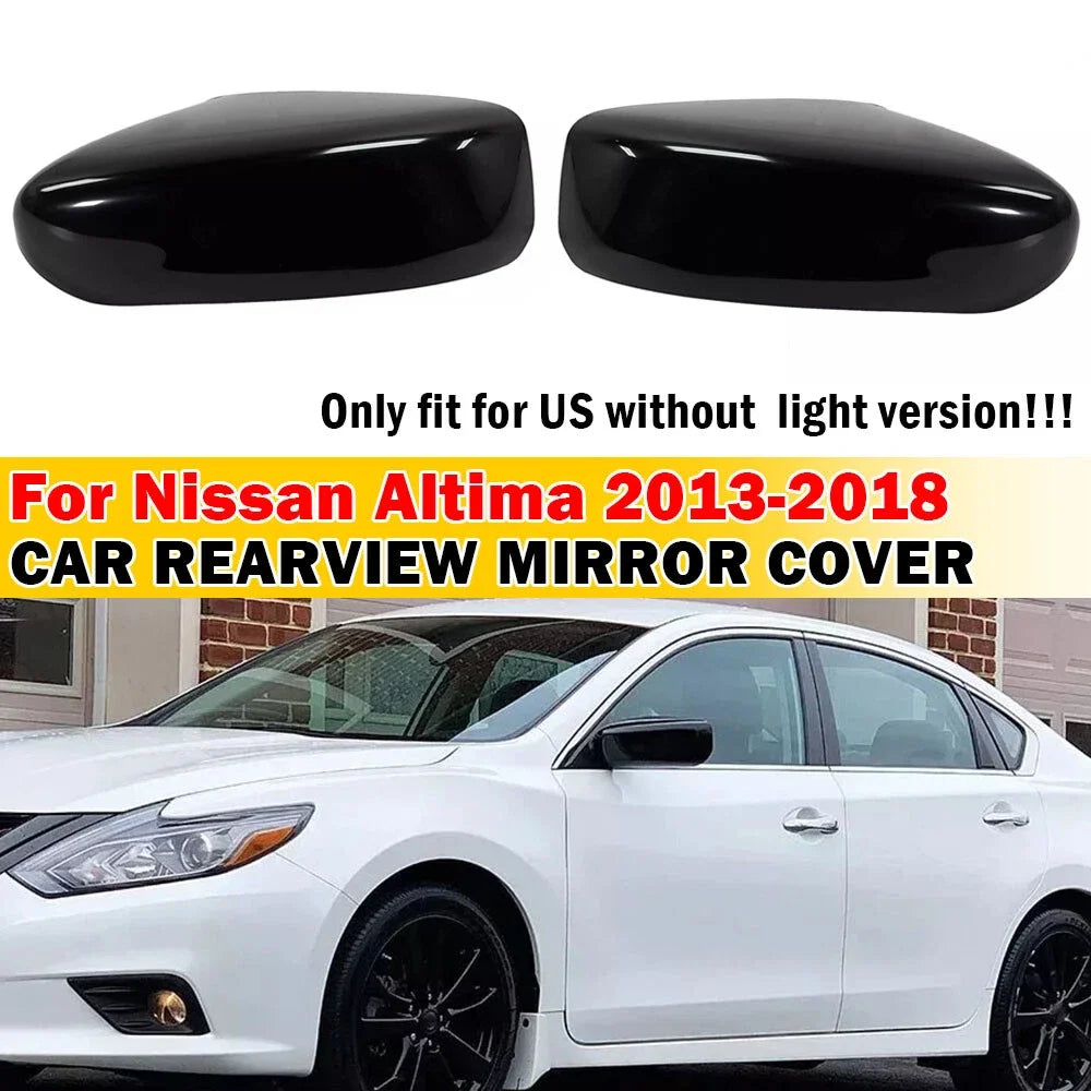 For Nissan Altima 2013-2018 Car Replacment Rearview Side Mirror Cover Wing Cap Exterior Door Rear View Case Trim Carbon Look ABS Quake