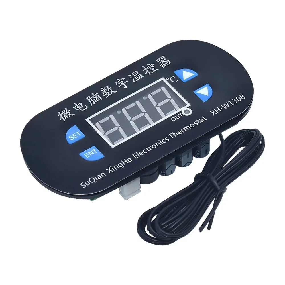 Adjustable Dual LED Digital Display Temperature Controller XH-W1308 Thermostat Switch DC 12V Cool Heat Sensor Red Bleu Quake