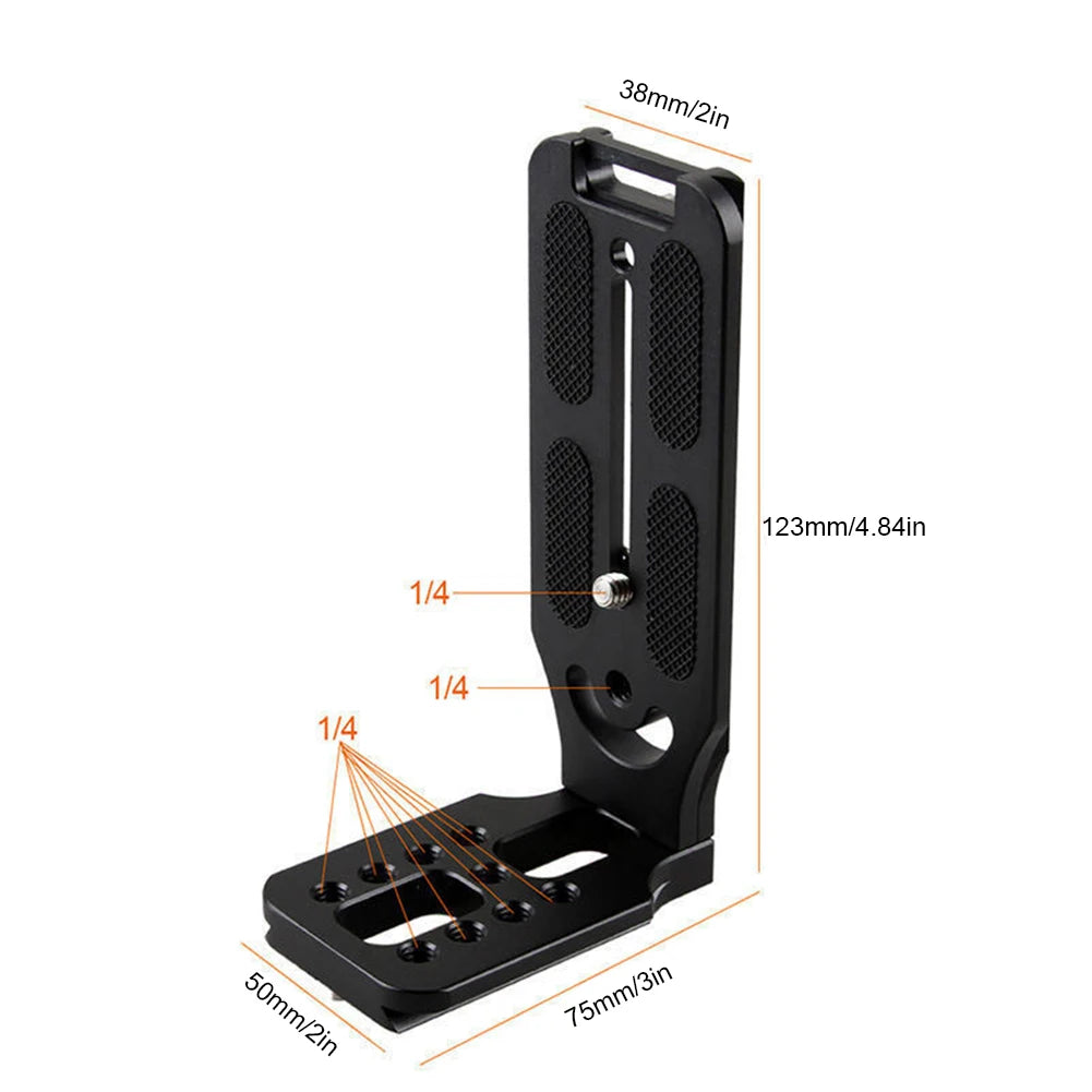 Universal Camera L Bracket Quick Release L Plate 1/4 Inch Screw Vertical L Plate for Arca Mount for Canon Nikon Sony Fuji Quake