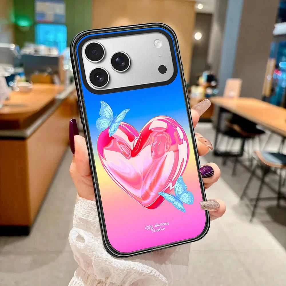 Dancing Lights Multicolor Impact Black Border Magnetic Phone Case Cover for IPhone 13 14 15 16 17 18 Pro Max Case Quake