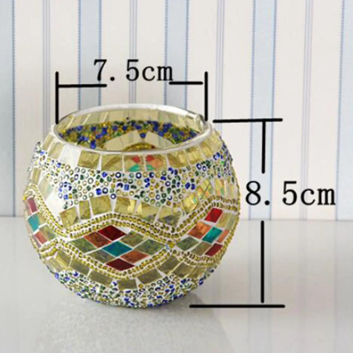 Mosaic Tea Lights Holder Candle Holder Centerpiece Potted Plants Bowl Holder Quake Yellow