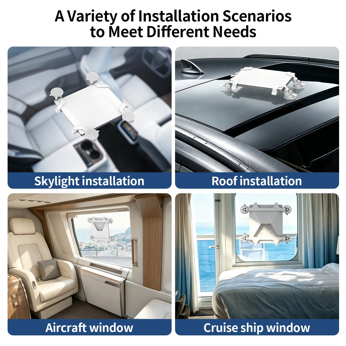Portable Suction Cup Mount for Starlink Mini Travel Car Window & Sunroof Suction Cup Stand Kit for RV Truck Boats Glass Mounting Quake