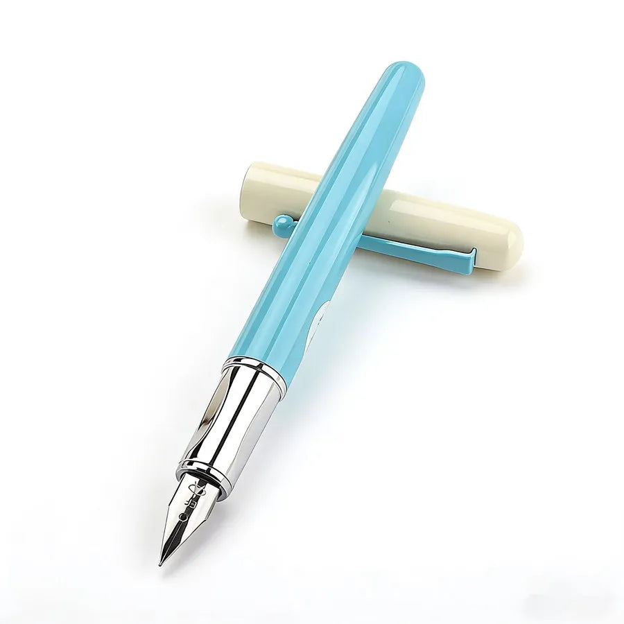 EF Nib Magnetic Cap Fountain Pen Cute Blue White Design School Stationery Pen Quake 5189-4 EF 0.38MM