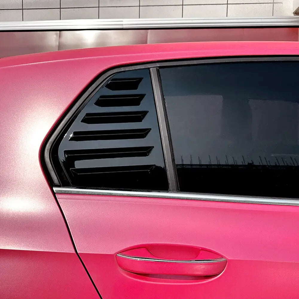 For VW Golf MK8 2020 2021 2022 2023 Car Rear Louver Window Side Shutter Cover Trim Sticker Vent Scoop ABS Carbon Fiber Black Quake