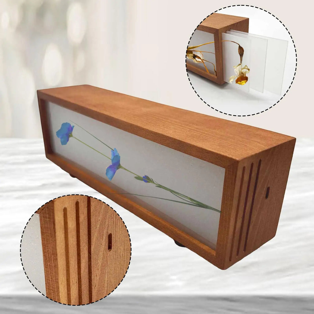 Wooden Shadow Box Frame Glass Memory Box Display Case Decorative Frames for Home Office Decor Quake