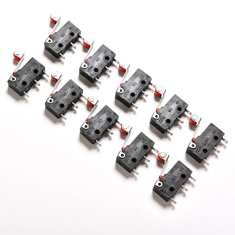 10Pcs Micro Roller Lever Arm Open Close Limit Switch KW12-3 PCB Micro Switch‘ Quake