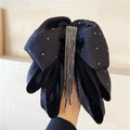 Bow Grab Clip Tassel Satin Premium Starry Sky Ponytail Hair Grab Back of Head Retro Rhinestone Hairpin Female Quake Starry