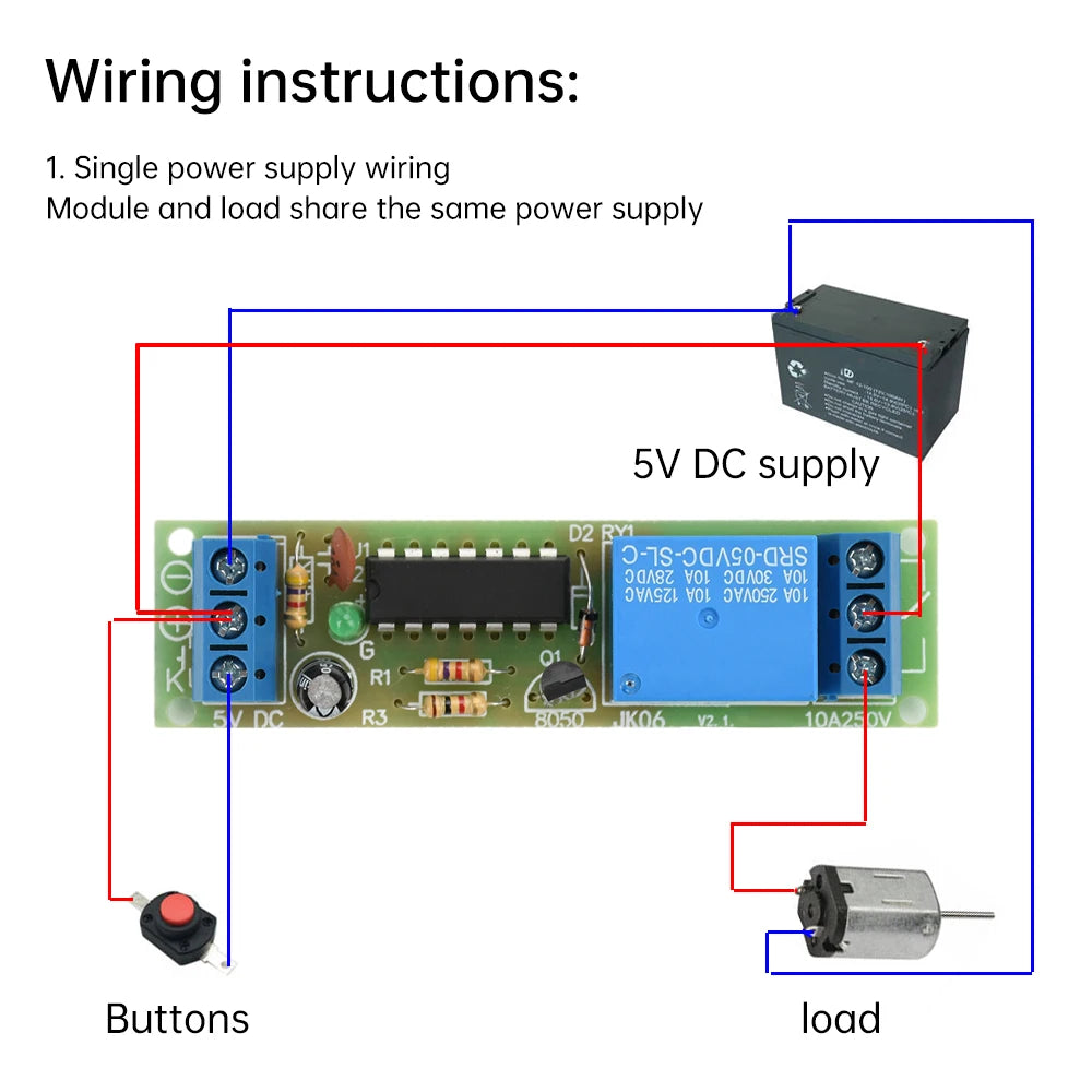 DC 5V Flip-Flop Latch Relay Module 1 Channel Bistable Self-locking Switch High Level Trigger Board Quake