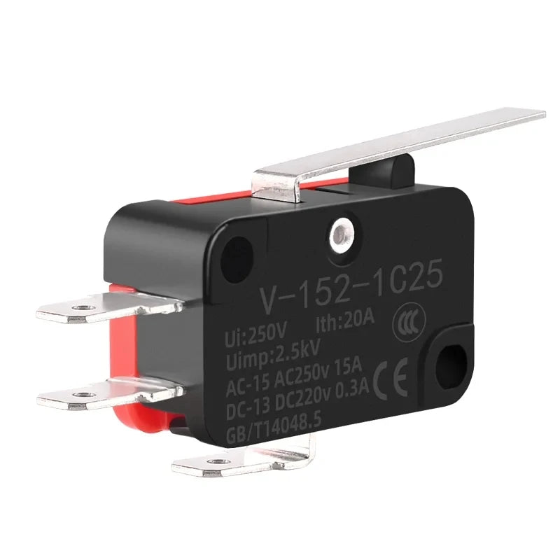 Small Travel Limit Switch V-152/156-1C25 Self-resetting 3-pin Miniature Push Button Tactile Microswitch Quake