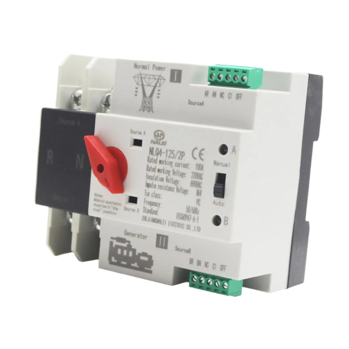 100A Flame Retardant Shell Easily Install Wear Resistant Electrical Selection Switch Double Power Automatic Transfer Switch Quake