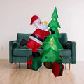 Christmas Inflatable Santa 180cm with Tree and Gift Bag LED Outdoor Yard Decorations for Patio Holiday Quake Default Title
