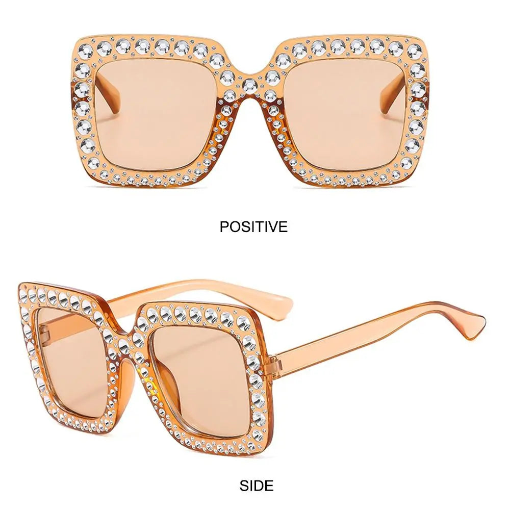 Bling Crystal Sunglasses for Kids Fashion Rhinestone Square Sun Glasses Children Trendy Retro Sparkling Shades UV400 Eyewear Quake