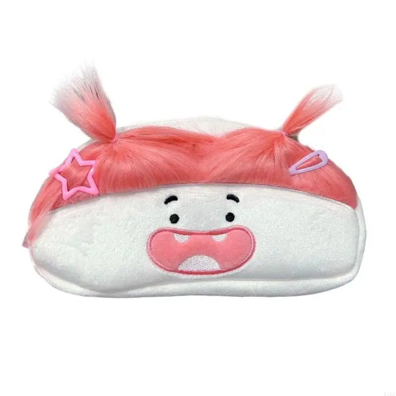 Plush Pencil Case with Soft Cotton Fabric and Playful Cartoon Face, Writing Tool Storage for Pencils, Erasers, Rulers and K1KF Quake