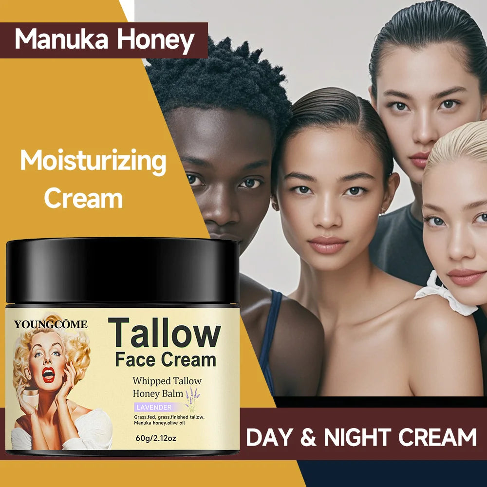 2PCS-30G 100% Grass Fed Grass Finished Whipped Vanilla Beef Tallow Moisturizer,Anti Aging Fine Lines Moisturizing Brightening Quake