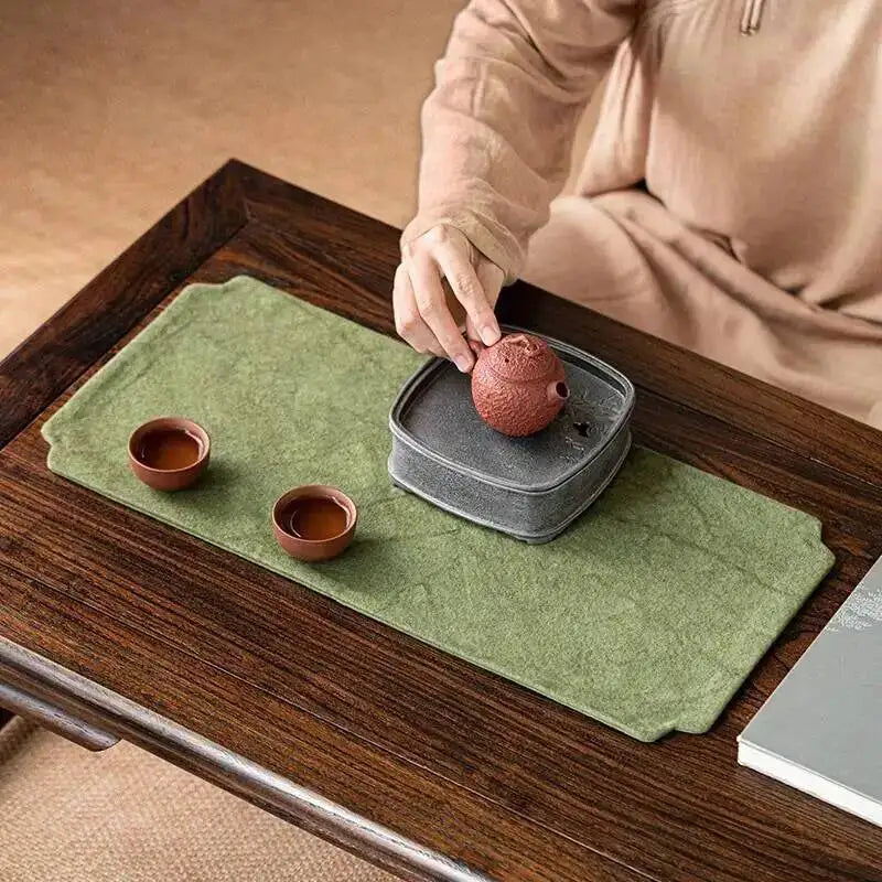 Chinese Tie-dye Canvas Dry Tea Mat Zen Tea Table Mat Double-sided Waterproof Anti-dirt Tea Ceremony Accessories Quake