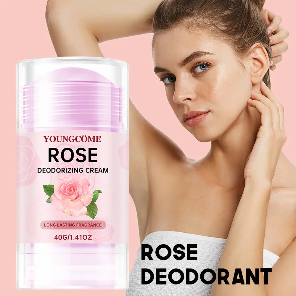 Rose Deodorizing Cream Anti Sweating Keep Drying Lasting Fragrance Remove Armpit Odor Underarm Refresh Sticks Fade Body Odor Quake