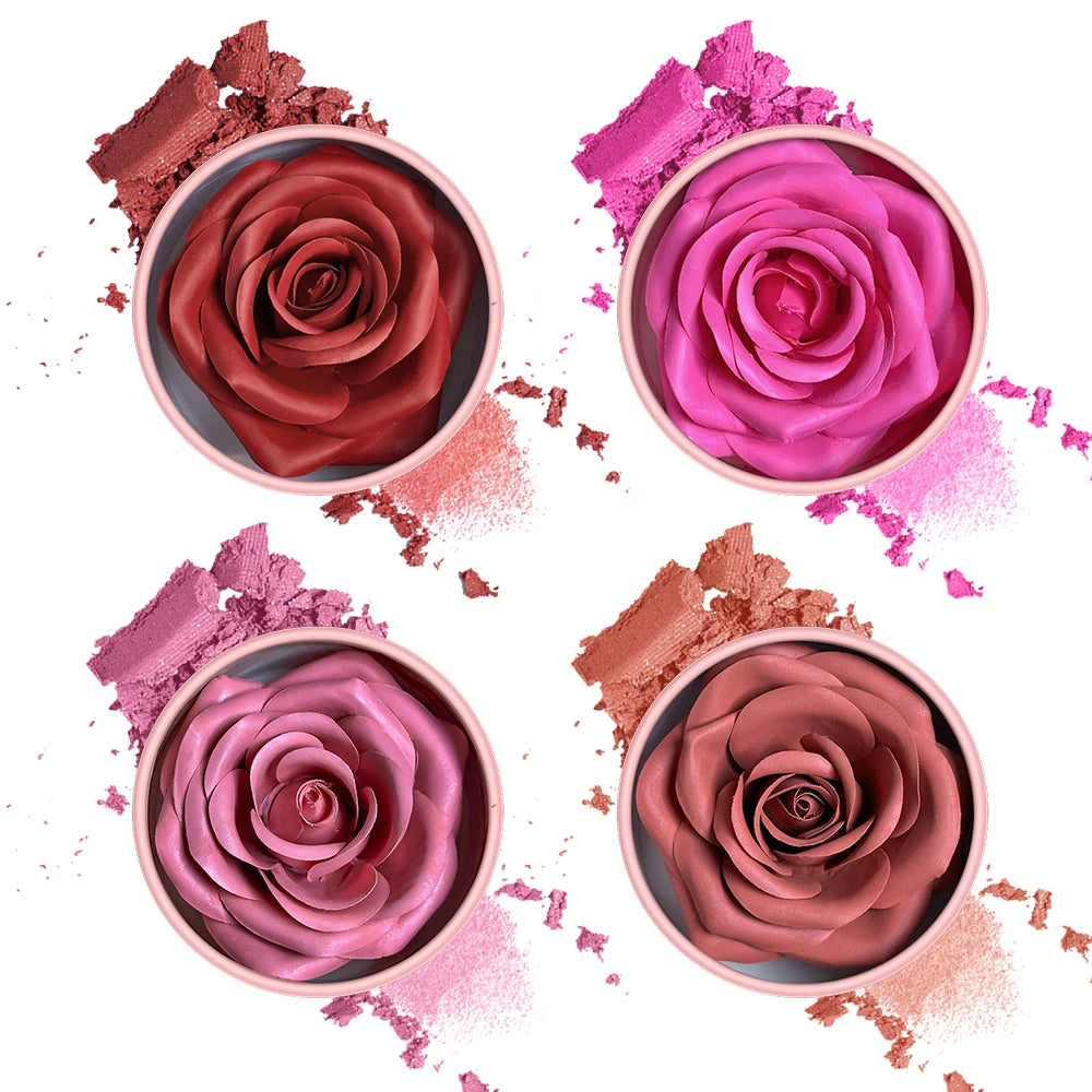 3D Petal Rose Makeup Blush 4 colors Gift Highlighter Rare Beauty Blush Rubor Forma Rosa Real Rose Flower Blush Shimmer Makeup Quake